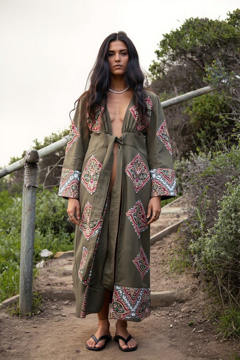 Desert Spice Winter Kimono | Olive