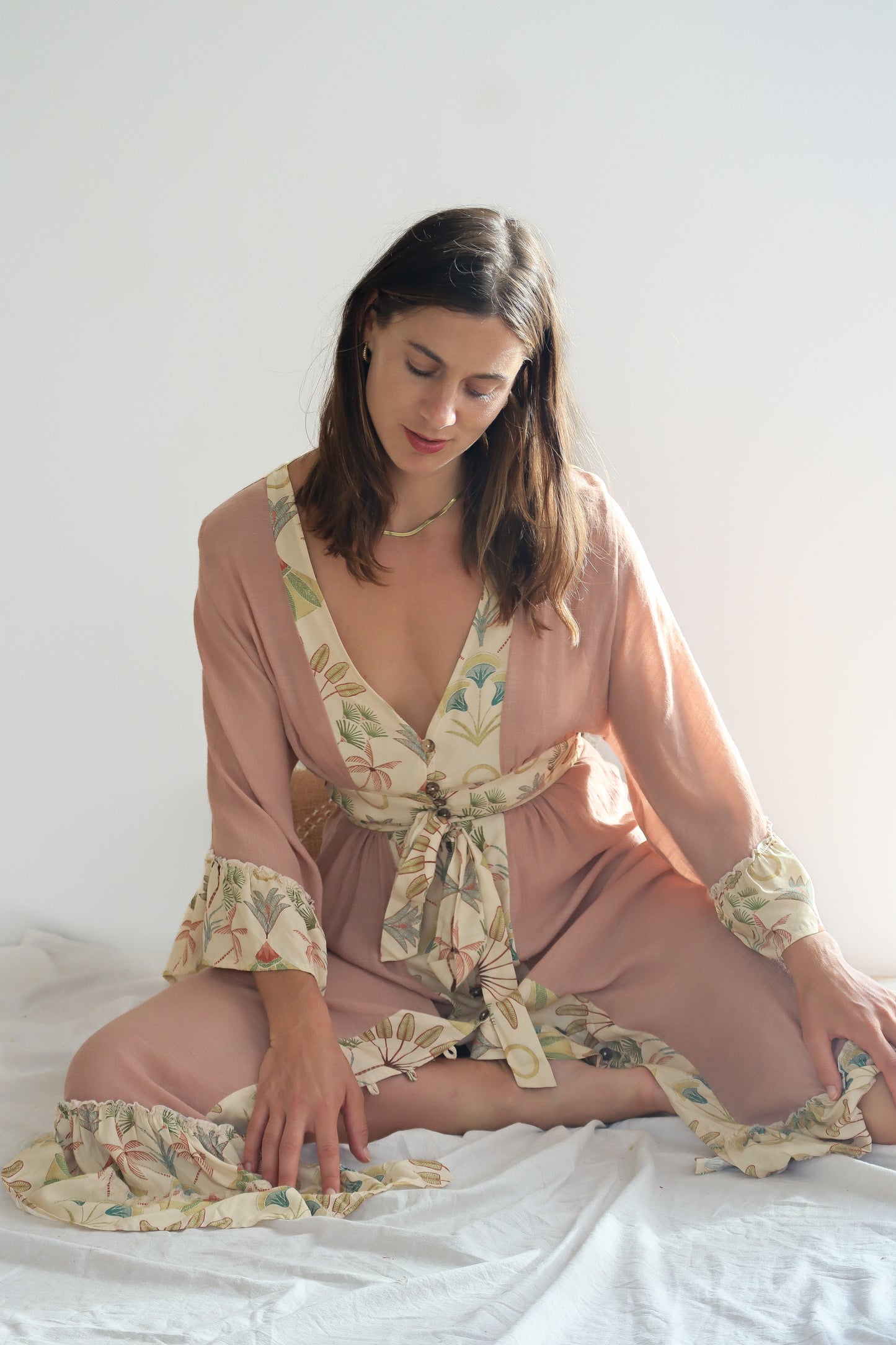 Ethereal Bamboo Kimono Dress | Tribal Tropics | Blush