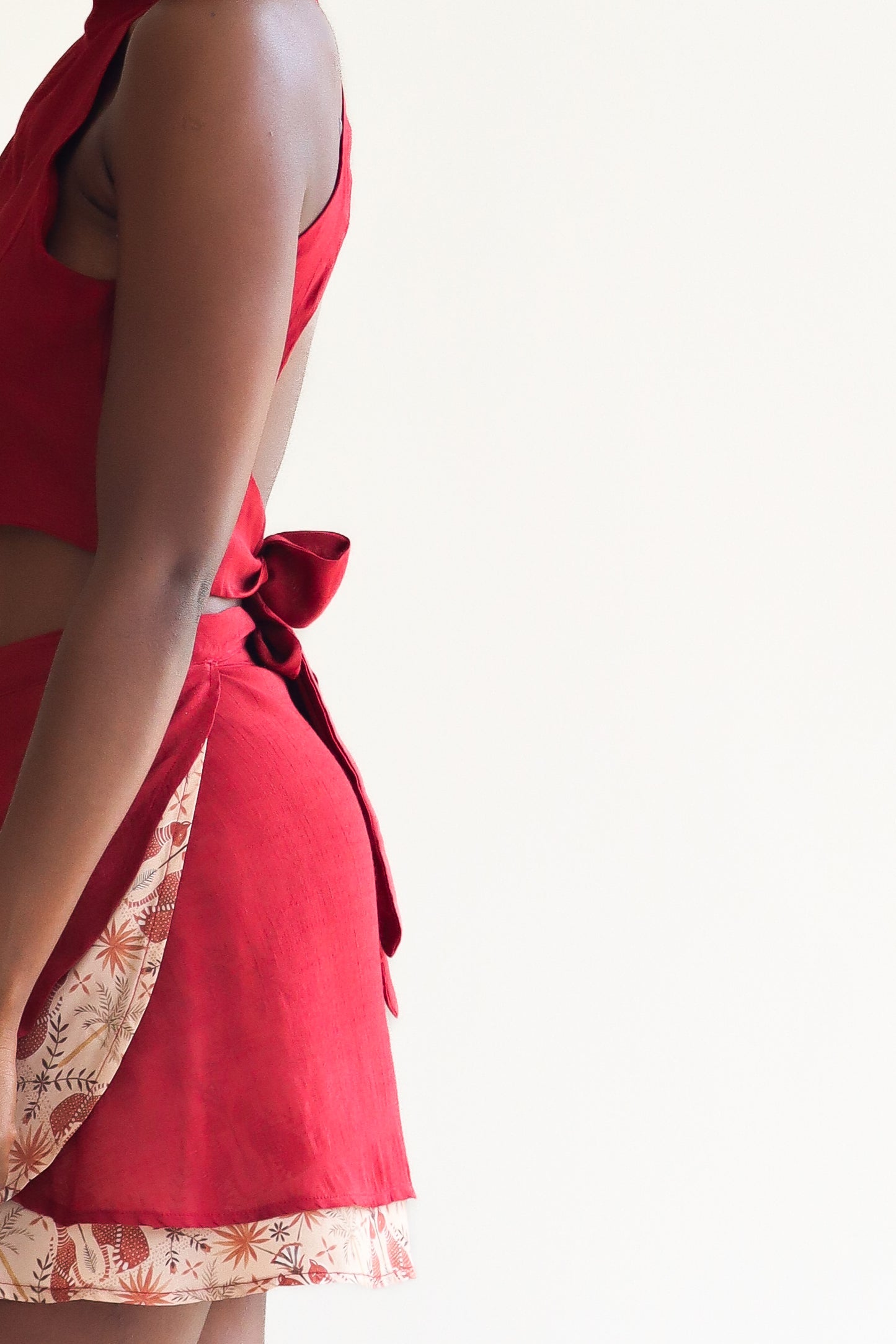 Flirt and Flow Wrap Mini Skirt | Egyptian Feline | Ruby