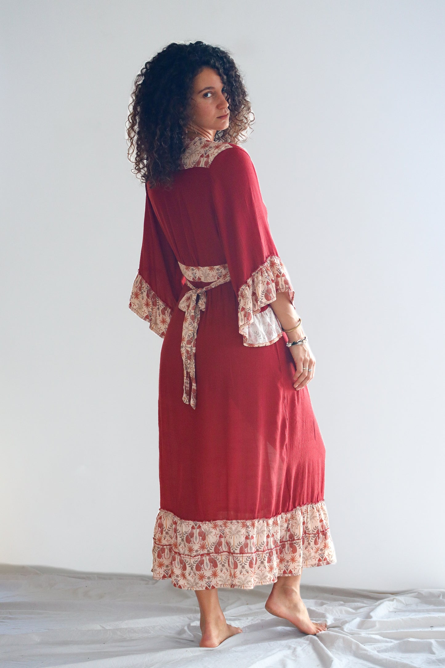 Ethereal Bamboo Kimono Dress | Egyptian Feline | Ruby
