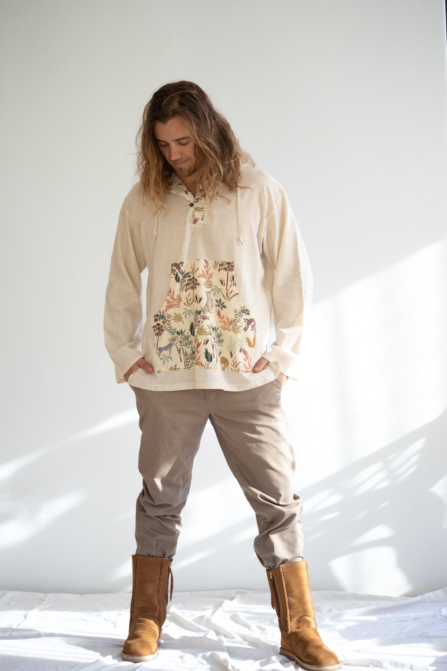 Canopy Linen Hoodie | Lemur Adventures | Oatmeal