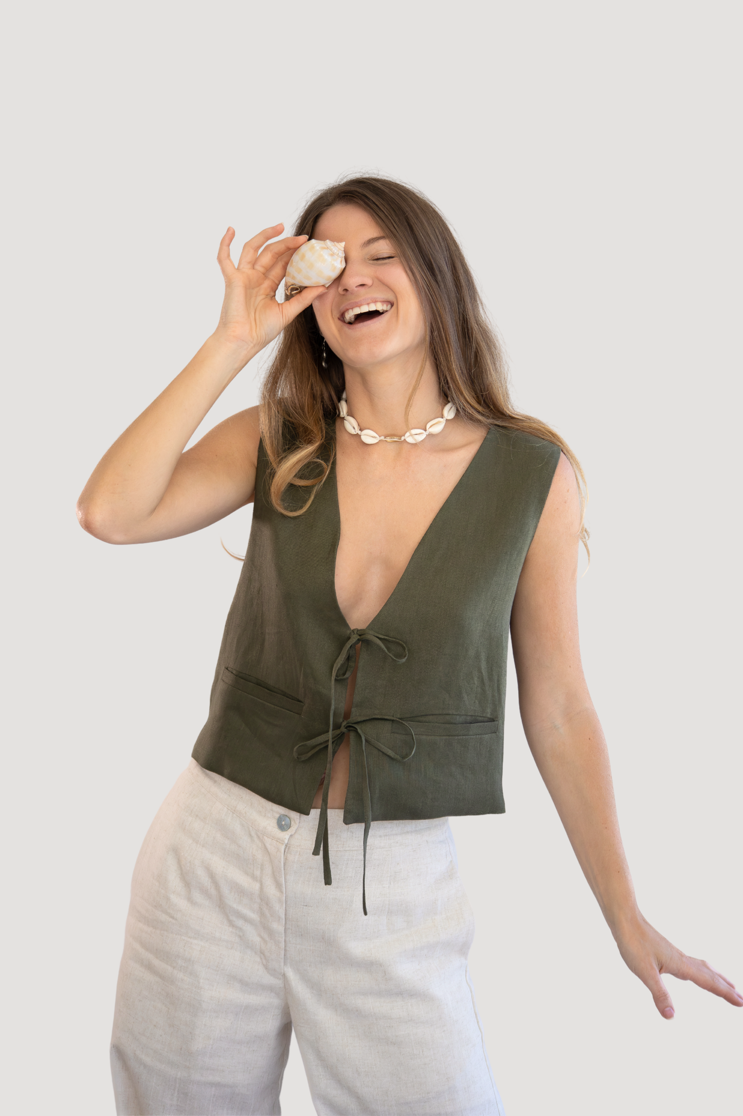 Whispering Tie Waistcoat | Khaki Green