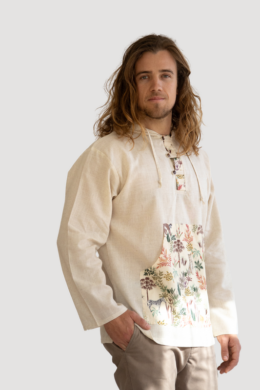 Canopy Linen Hoodie | Lemur Adventures | Oatmeal