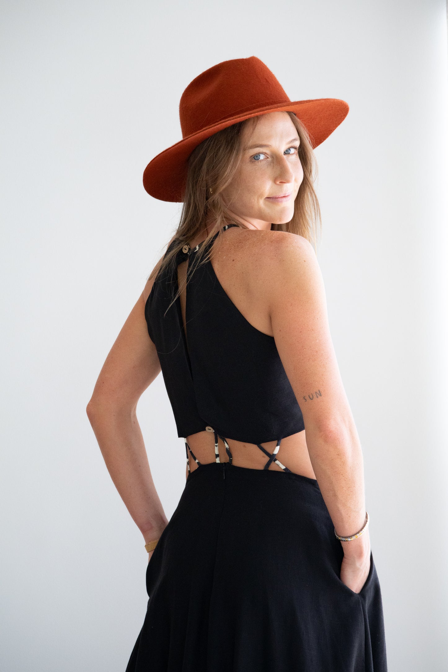 Desert Flame Dress | Charcoal with Zebra